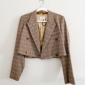 Nanushka Plaid Moscot Cropped Blazer